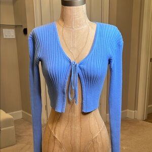 Beginning Boutique Blue Ribbed Cardigan